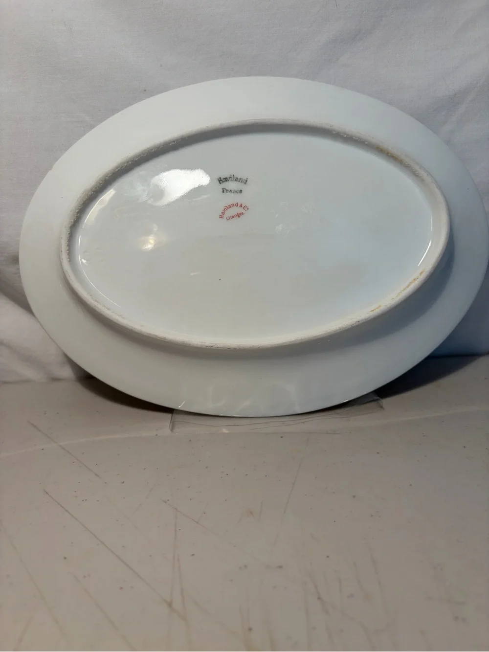 Haviland Limoges France White Oval Serving Plate with Gold Rim